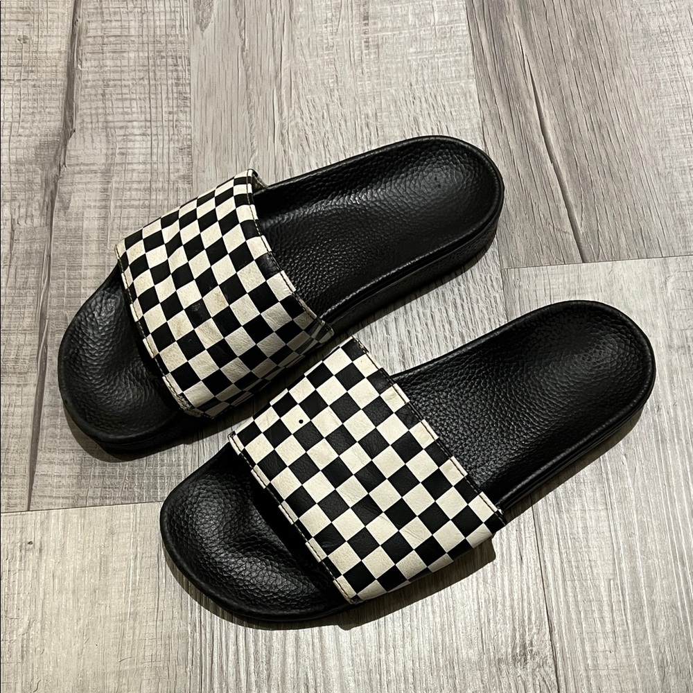 Vans Checkered Black and White Slide Sandals